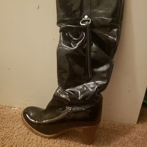 Patent leather coach boots